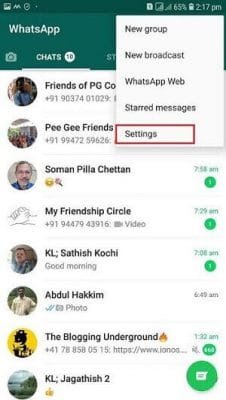 Change whatsapp number